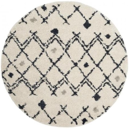 Safavieh 6 ft. 7 in. x 6 ft. 7 in. Berber Shag Contemporary Round Power Loomed Area Rug Cream / Gray BER164D-7R